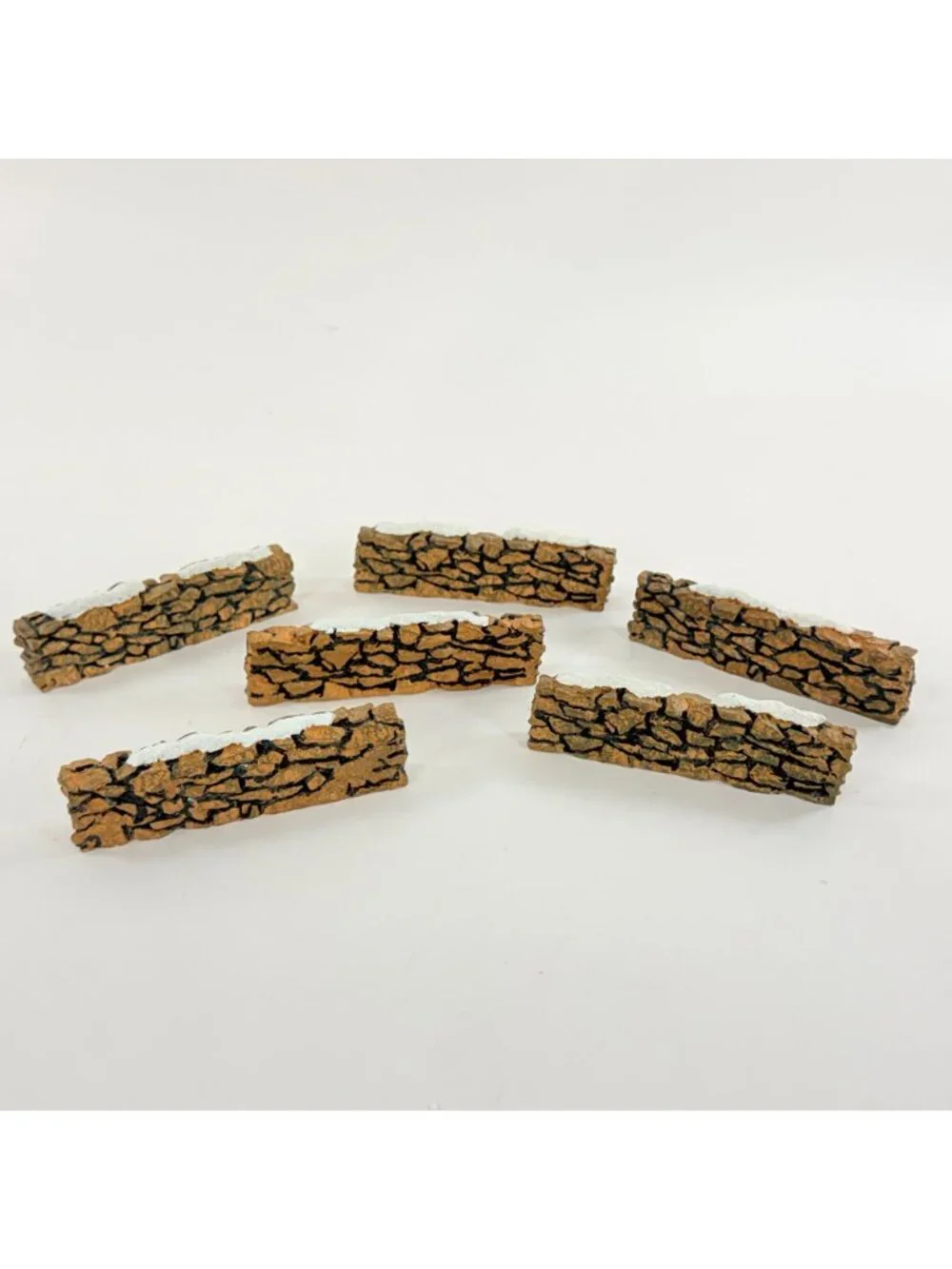 Dept 56 Stone Wall Set 52629 Vintage Village Accessory Set of 6 Red Gray Brown